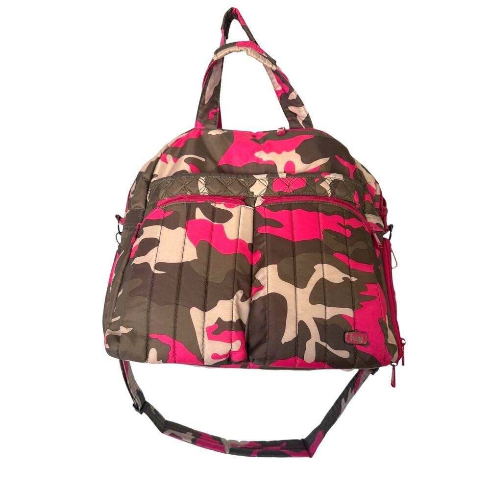 Lug Boxer Travel Duffel Bag in Pink and Green Camo Large